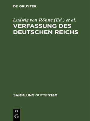 cover image of Verfassung des Deutschen Reichs